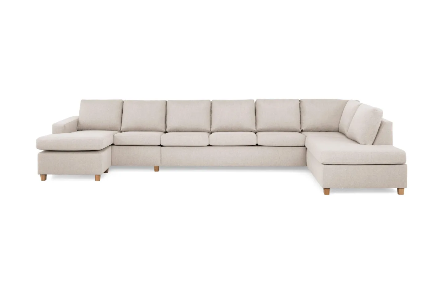 Crazy 6-sits Högervänd U-formad XX-Large Soffa med Divan och Schäslong i Tyg - Beige