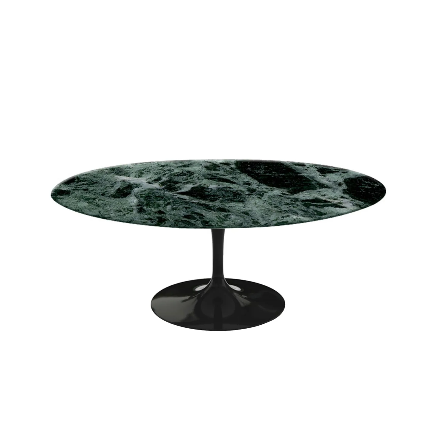 Knoll - Saarinen Oval Table - Soffbord, Svart underrede, skiva i matt grön Alpi marmor - Soffbord - Eero Saarinen - Grön - Glas/Metall