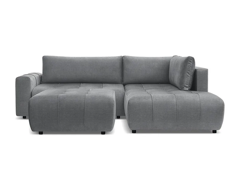 Ecksofa mit Hocker BOBOCHIC ARSENE Samt dunkelgrau