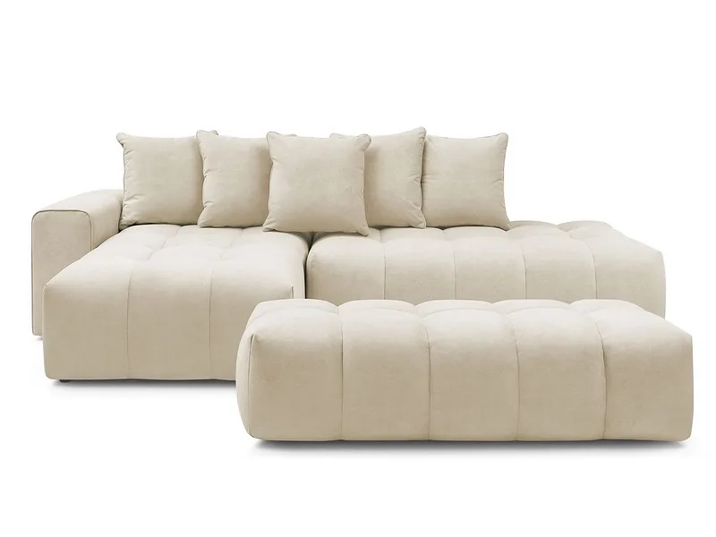 Ecksofa mit Hocker BOBOCHIC MONT-BLANC Samt beige