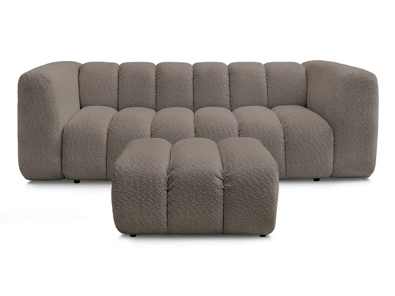 3er Sofa mit Hocker BOBOCHIC TALIA Boucle-Stoff rotbraun