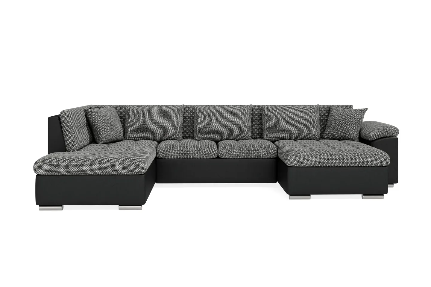 Dynir Stor Hörnbäddsoffa Divan med Förvaring Höger 350 cm - Svart / Grå