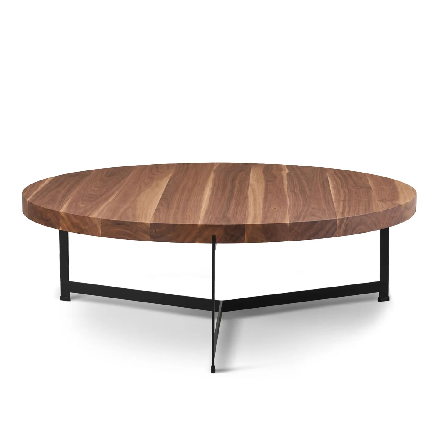 Dk3 - Plateau Coffee Table - Ø 80 cm - Höjd 35 cm, Skiva i Oljad valnöt, Underrede i Svart pulverlackerat stål - Soffbord - Søren Rose Studio - Träfärgad - Metall/Trä