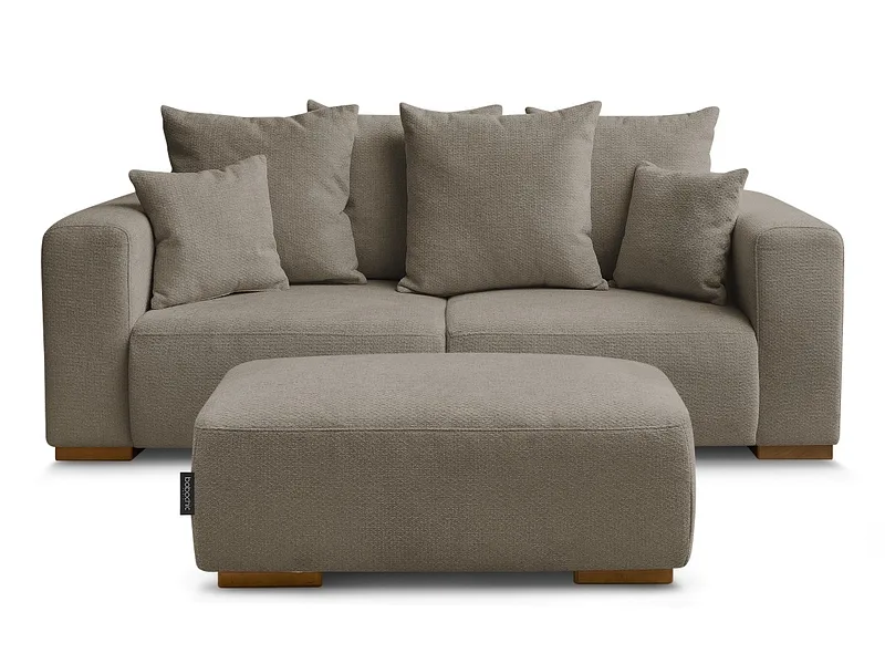 2er Sofa mit Hocker BOBOCHIC SIDONIE Stoff chiniert taupe