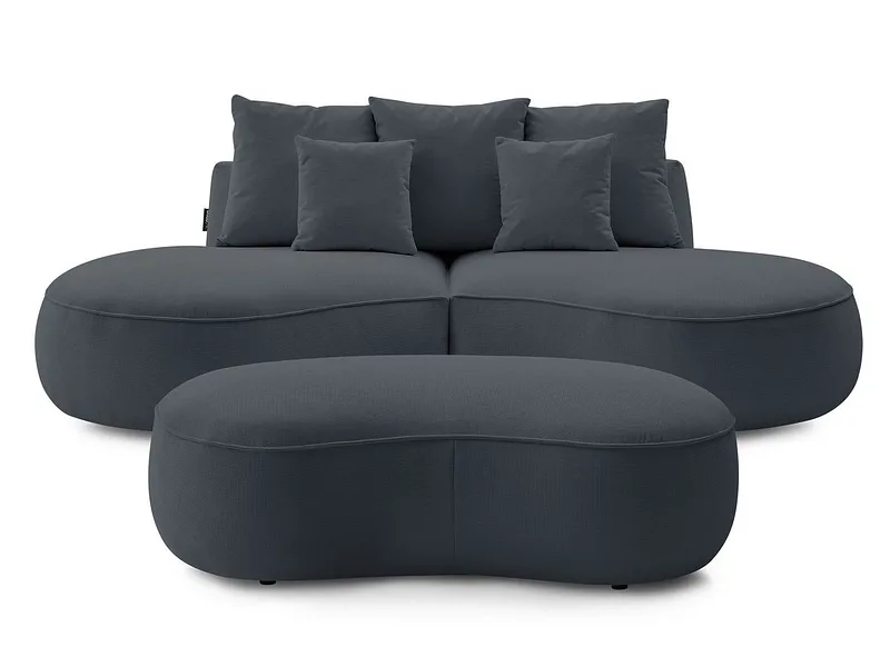 3er Sofa mit Hocker BOBOCHIC SAINT-GERMAIN Stoff mit Textur dunkelgrau