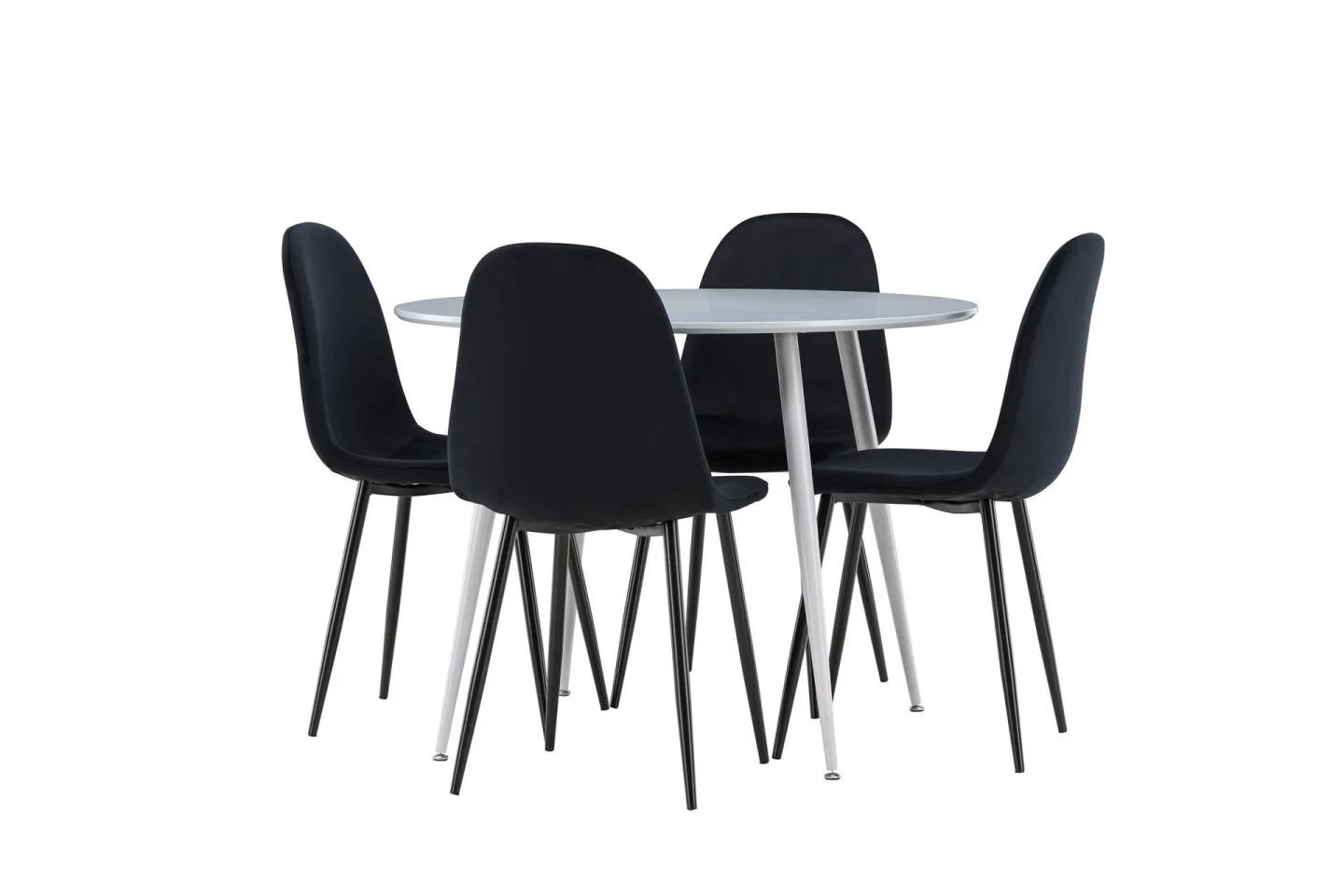 Plaza Matgrupp 100 cm Rund med 4 Polar stolar - Grå/Svart