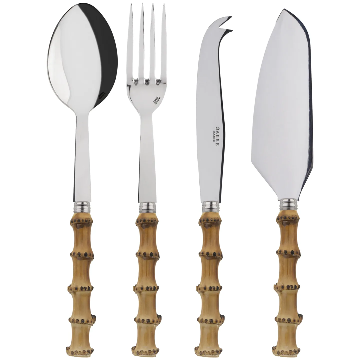 Sabre Paris - Panda Set Of 4 Must-Have Serving Pieces Bamboo - Serveringsbestick - Pascale Gelb - Metall