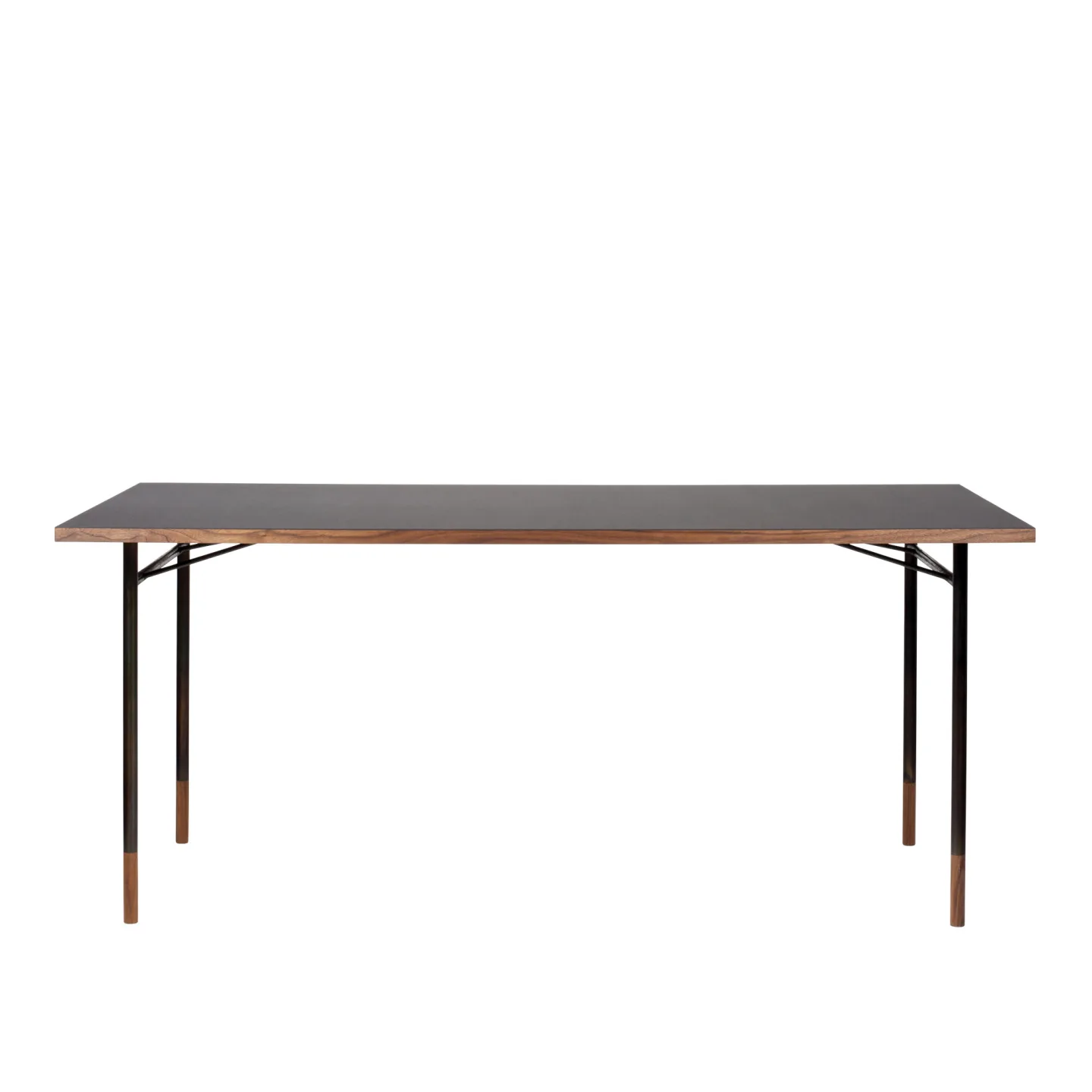 House of Finn Juhl - Nyhavn skrivbord utan lådor Walnut Black Steel - Skrivbord - Finn Juhl - Träfärgad,Svart - Metall/Trä