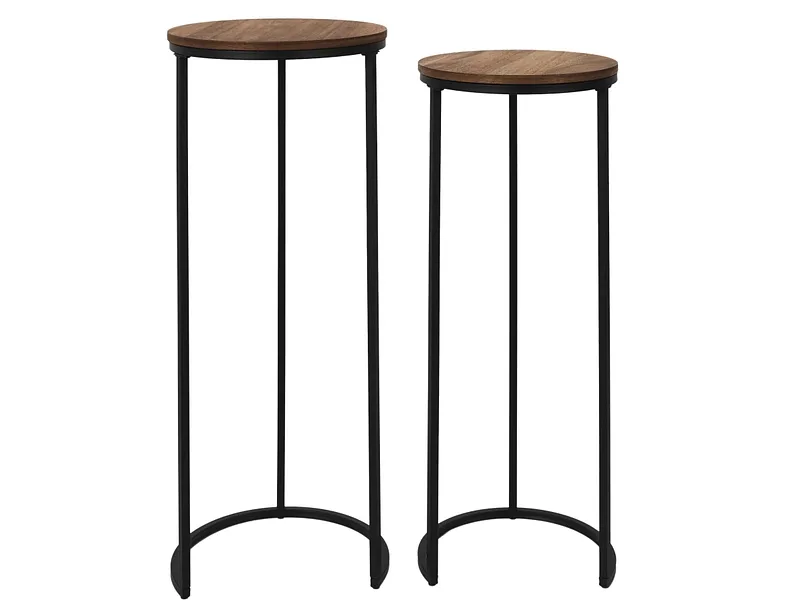 HOME DECO FACTORY 2 Beistelltische KLAUS 32.5x32.5x80cm schwarz