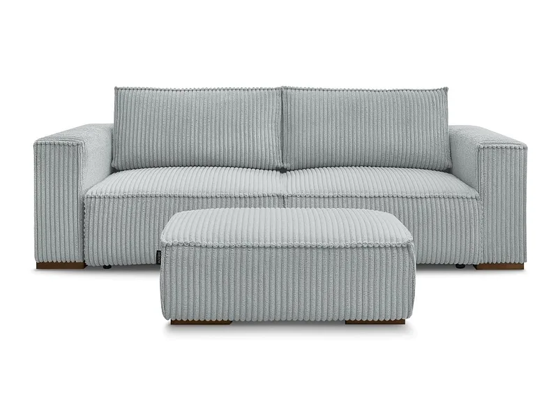 3er Sofa mit Hocker BOBOCHIC CHELSEA Cord-Stoff hellgrau