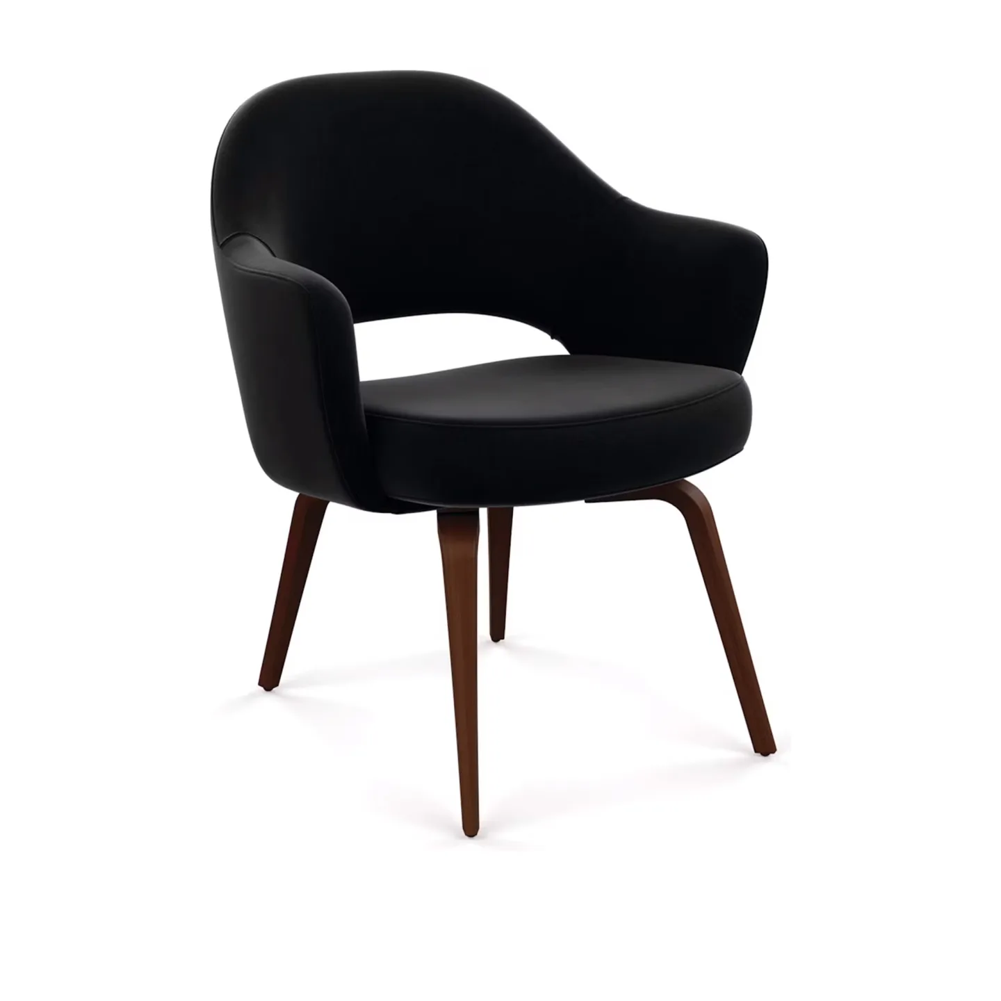 Knoll - Saarinen Conference Chair - Karmstol, ben i Valnötsbetsad ek, Tyg: Kat. B - Knoll Velvet - K78487 - Matstolar - Eero Saarinen - Grå - Metall/Trä/Syntetiskt