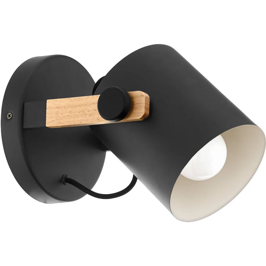 Eglo Wandlampe Hornwood Schwarz Stahl/Holz 26 cm 24 cm - Material: Holz/Stahl