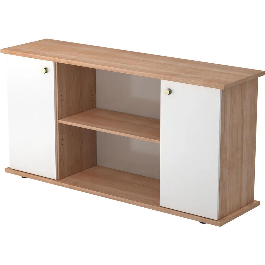 Sideboard Office Nussbaum, Weiss Holzwerkstoff B 166.1 H 84 cm