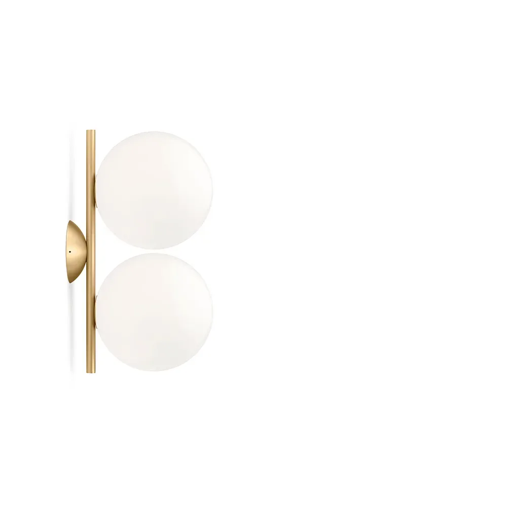 Flos IC lights C/W1 Double Wandleuchte Messing gebürstet-opalglas