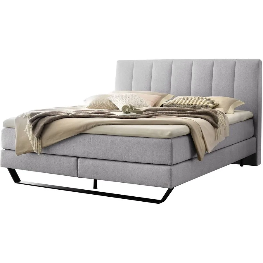 Hasena Boxspringbett Ambra light grey Stoff/Holz/Spanplatte 200 x 200 cm