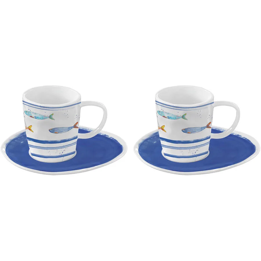 Easy Life Kaffeetasse Bord de Mer blau/weiss Porzellan 0.12 l