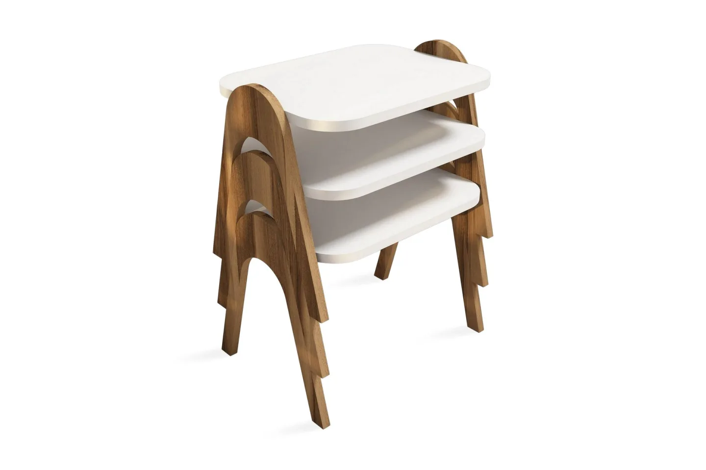 Hovdane Satsbord 49 cm 3 Bord - Vit/Brun