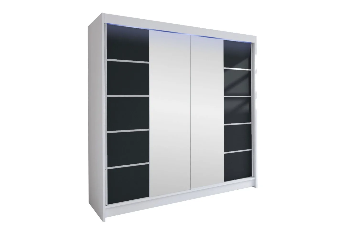 Canderbury Garderob m. Spegel 180x215 cm - Vit/Svart