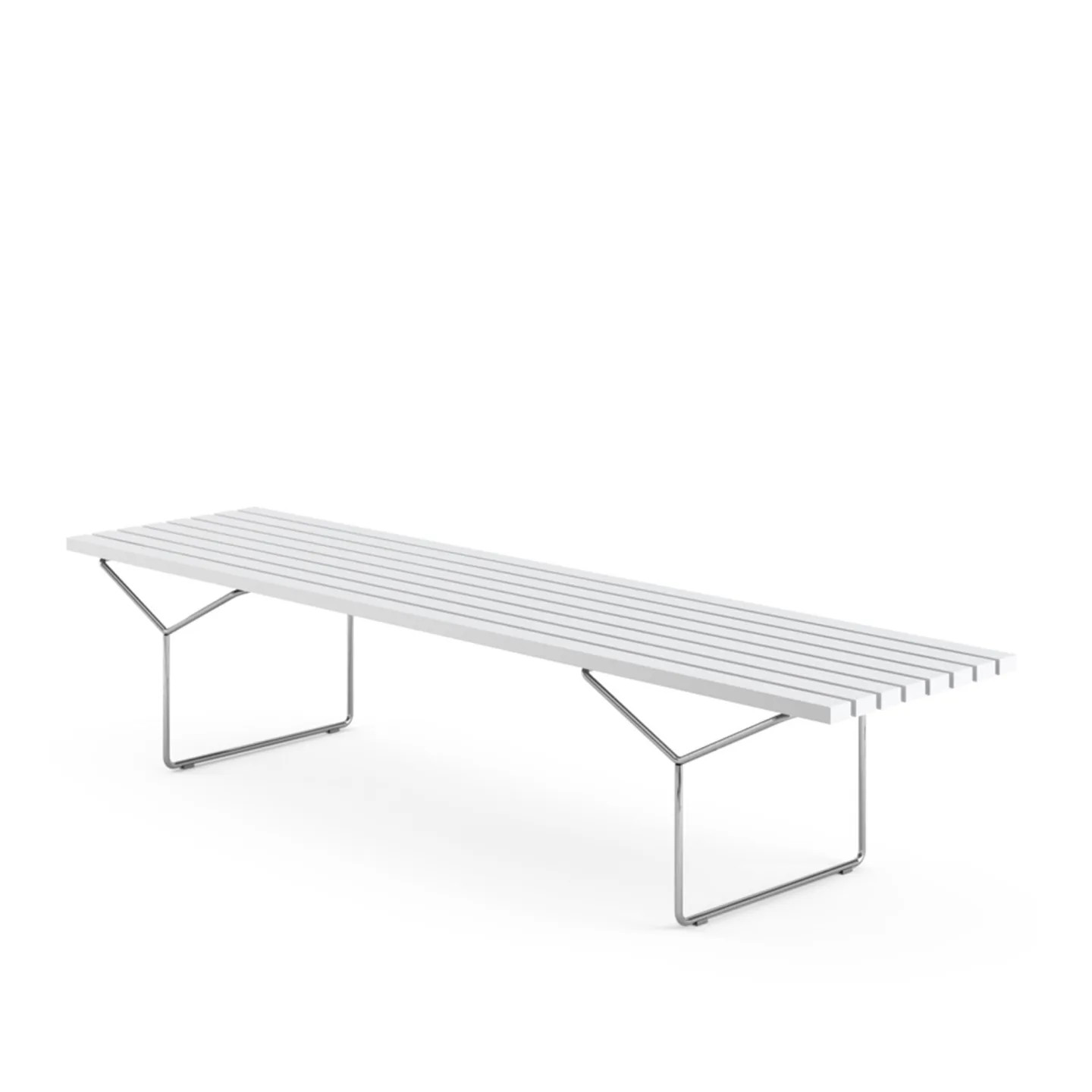 Knoll - Harry Bertoia Bench, Vitmålade lameller - Pallar - Harry Bertoia - Vit - Metall/Trä