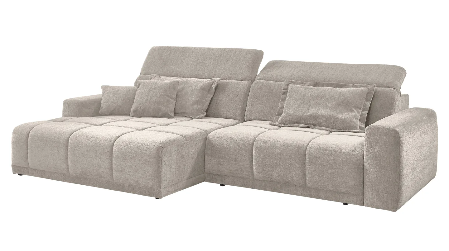Ecksofa beige elektrisch ausfahrbar 288 cm - OT links - BROOK
