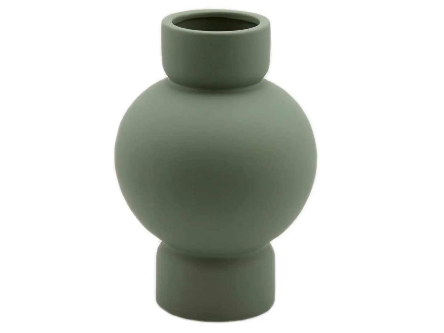 Edg Vase Kugelvase mit Fuss Mattgrün H: 26 cm | Schubiger Möbel