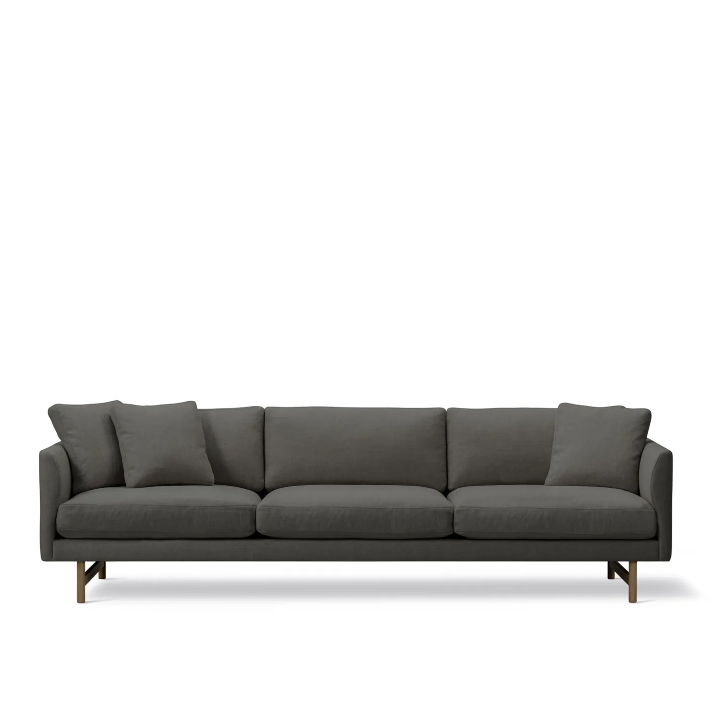 Fredericia Furniture - Calmo 3 Seater 80 Wood Base, Fabric 3 - Sunniva 173, Smoked oak - Soffor - Hugo Passos - Grå