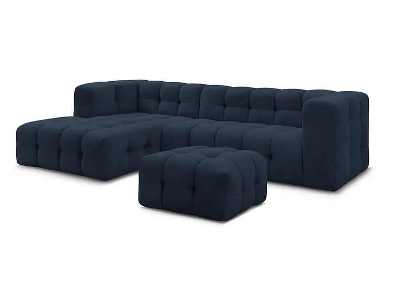 Ecksofa mit Hocker BOBOCHIC CLOUD Stoff dunkelblau