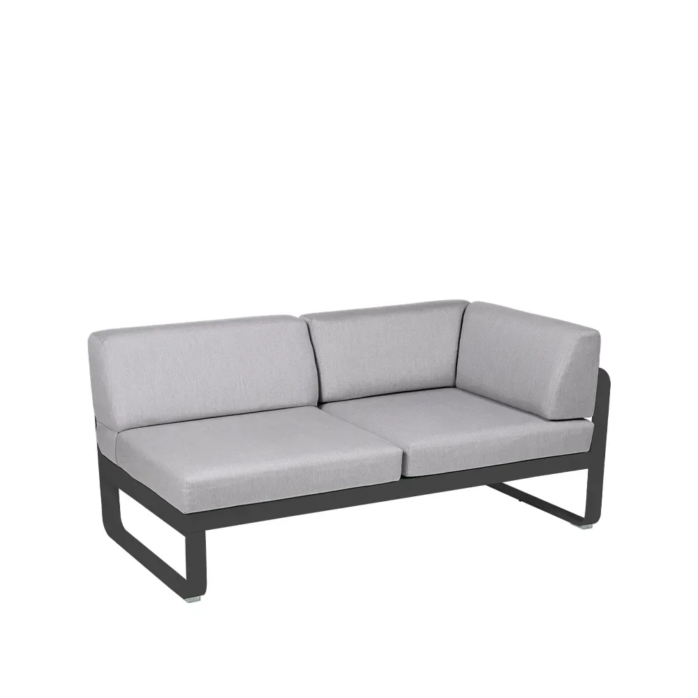 Fermob Bellevie Corner modulsoffa 2-sits Anthracite (grå), flannel grey dyna, höger