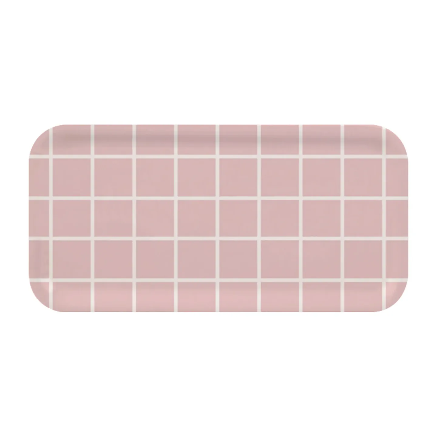 Muurla Checks & Stripes Tablett 13 x 27cm Rosa-Weiß