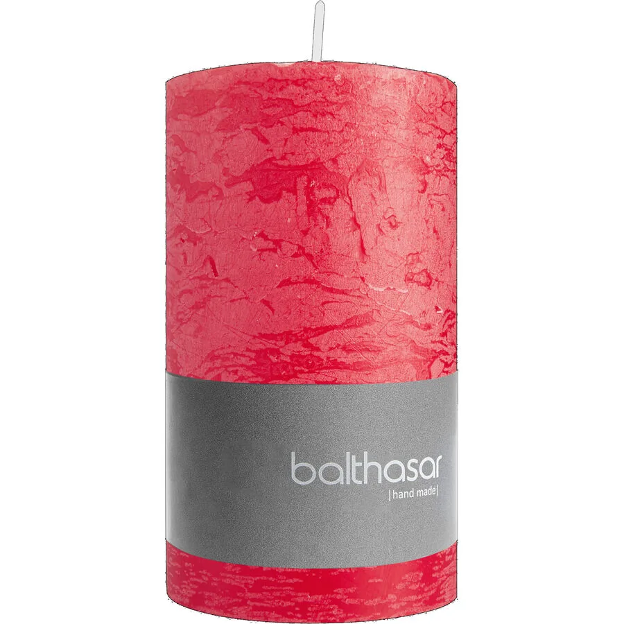 Balthasar Kerze Rustico rot H10 cm D6 cm, Brenndauer 10h - Material: Wachs