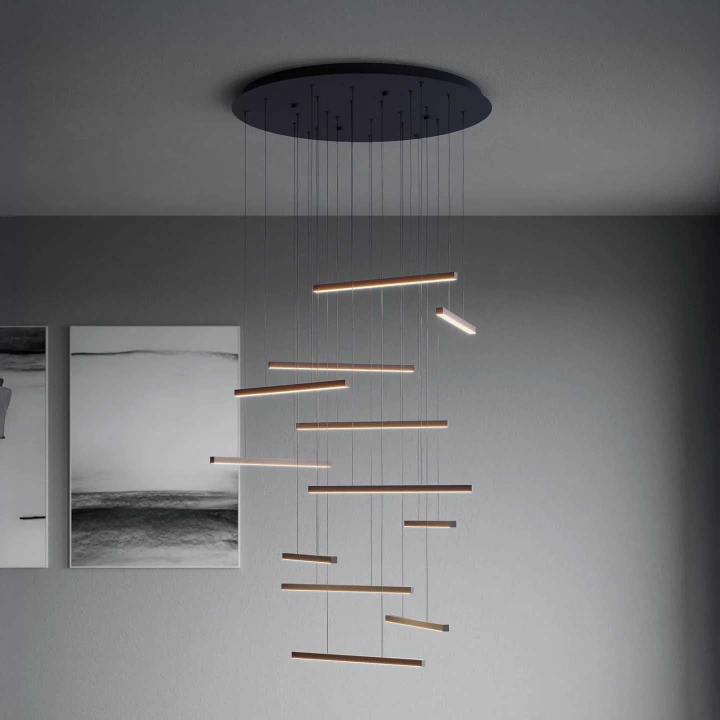 Lindoza LED-Hängelampe schwarz 44 cm 12-flg - Stars of Light - Wohnzimmer - Modern - Metall - Mehrflammig