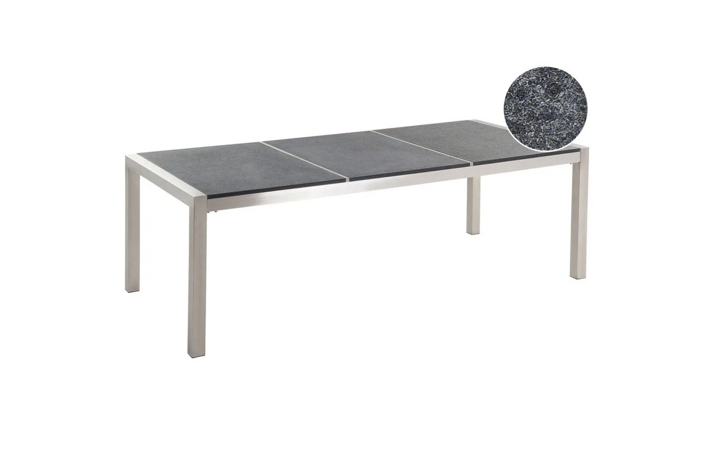 Trädgårdsbord Grosseto Grå/Svart/Silver, 100x220x74 cm - Grå/Svart/Silver, 100x220x74 cm
