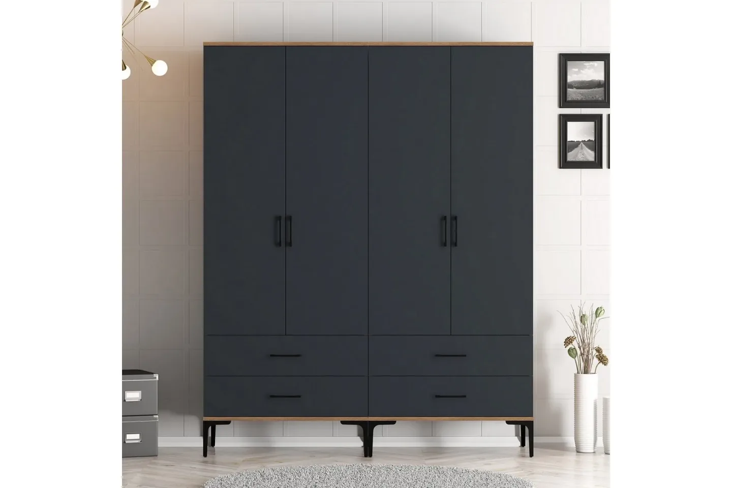 Kumsal Garderob 160 cm - Antracit
