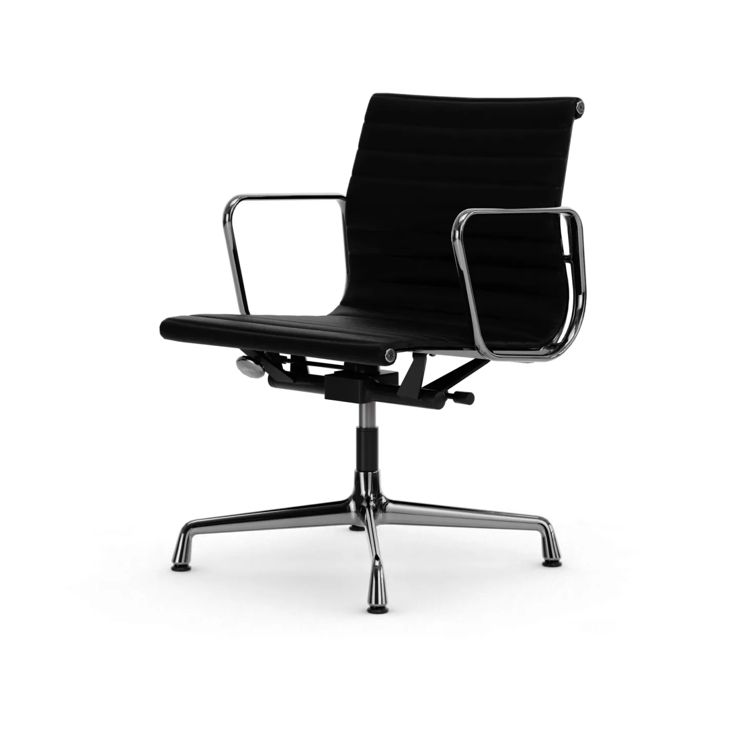Vitra EA132 Aluminium Chair kontorsstol felt glides 66 nero leather L20-chrome