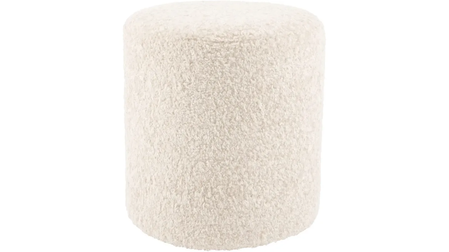 House Puff 35 cm Rund Teddy - Vit