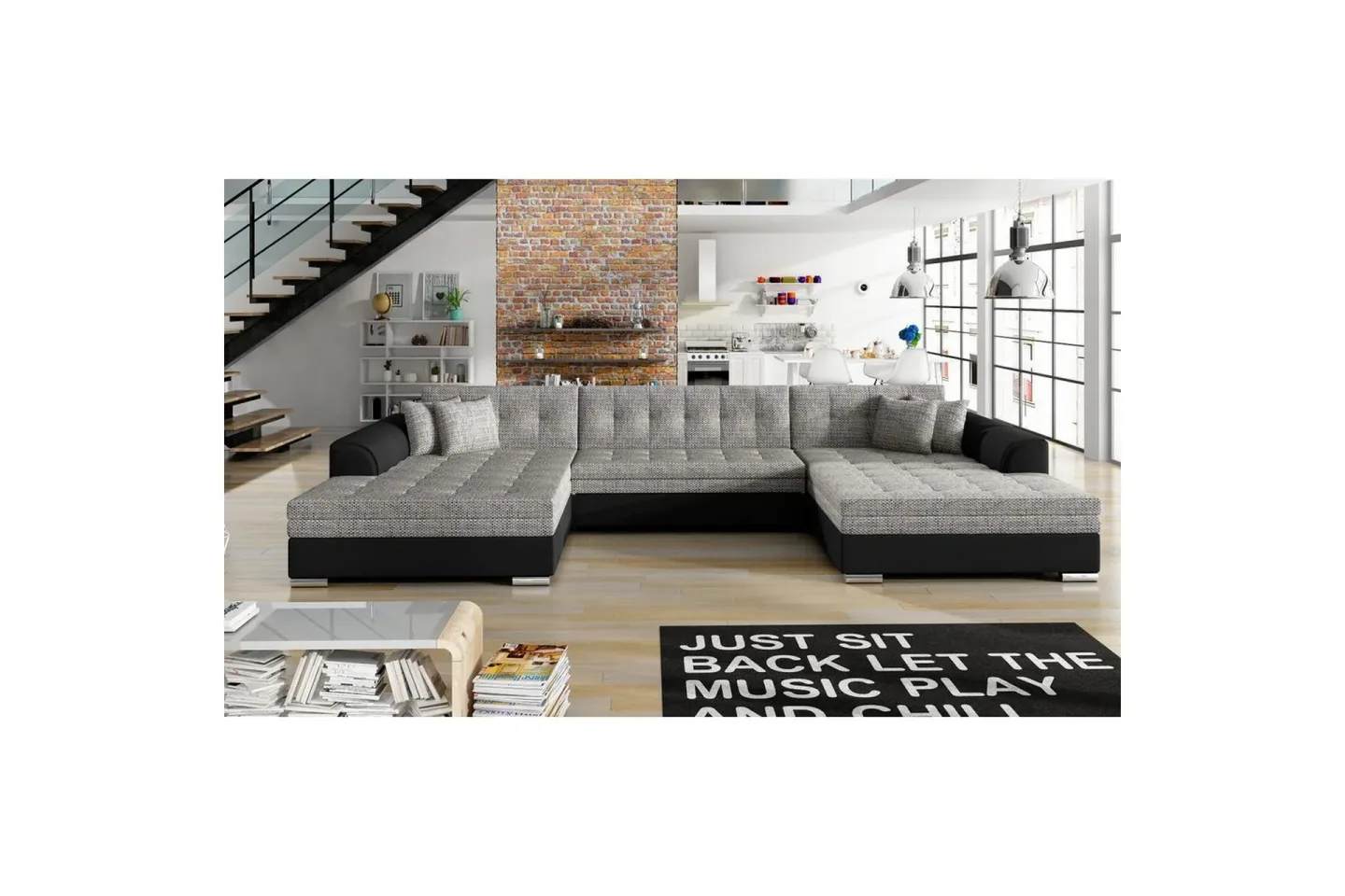 Hörnsoffa Eltap Vento 359x165x78 cm - Berlin 01, Soft 11, Grå, Symmetrisk