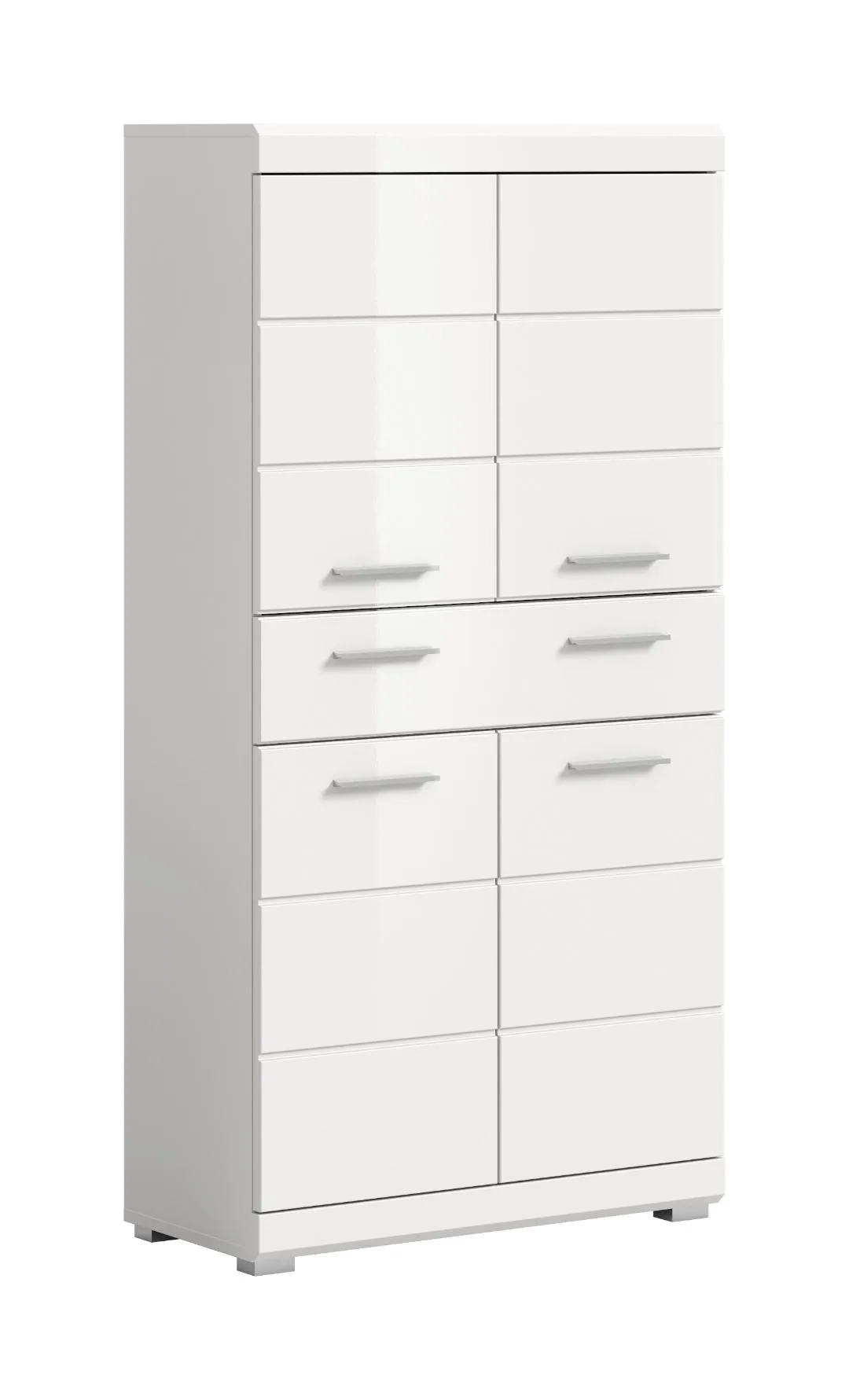 Scout Hochschrank Bad 4 Türen, 1 Schublade Weiß hochglanz, weiß.