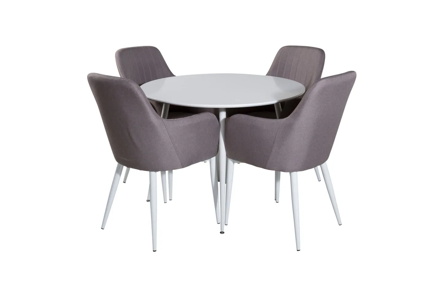 Plaza Matgrupp 100 cm Rund med 4 Comfort stolar - Grå