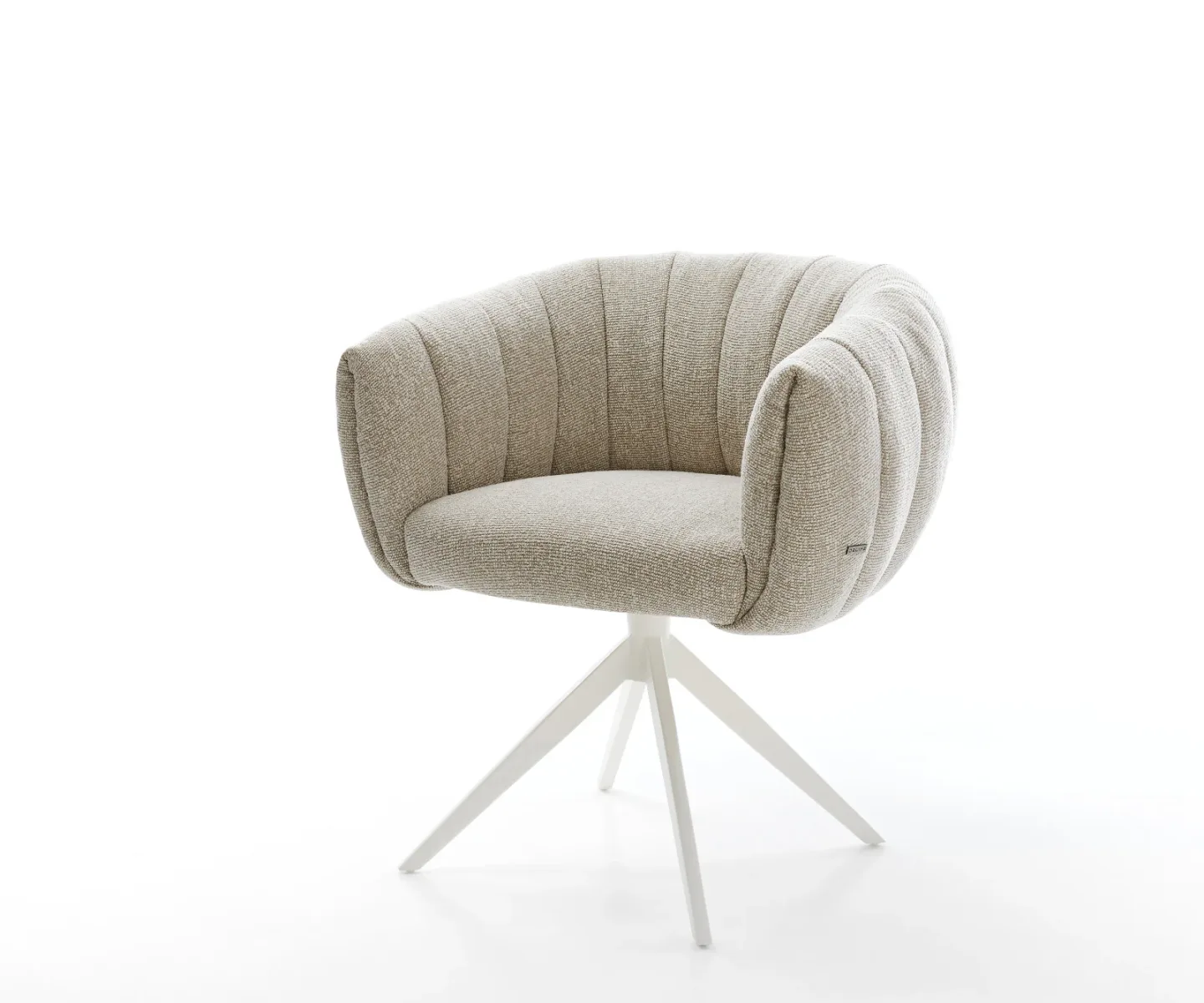 Drehstuhl Jada-Flex Webstoff Soft Beige Kreuzgestell breit Weiß 360° drehbar Wippfunktion Taschenfederkern