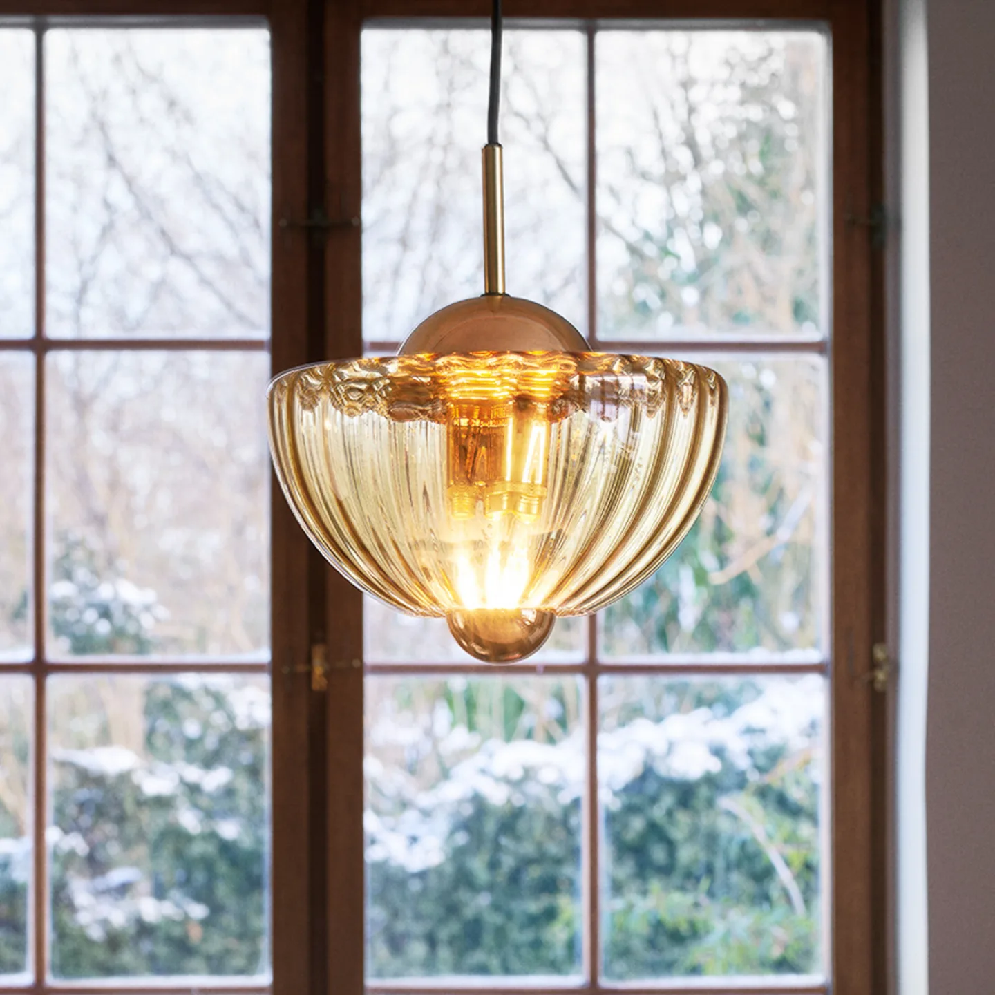 Lotus Pendelleuchte Amber - Design By Us - Wohnzimmer - Glas - Einflammig
