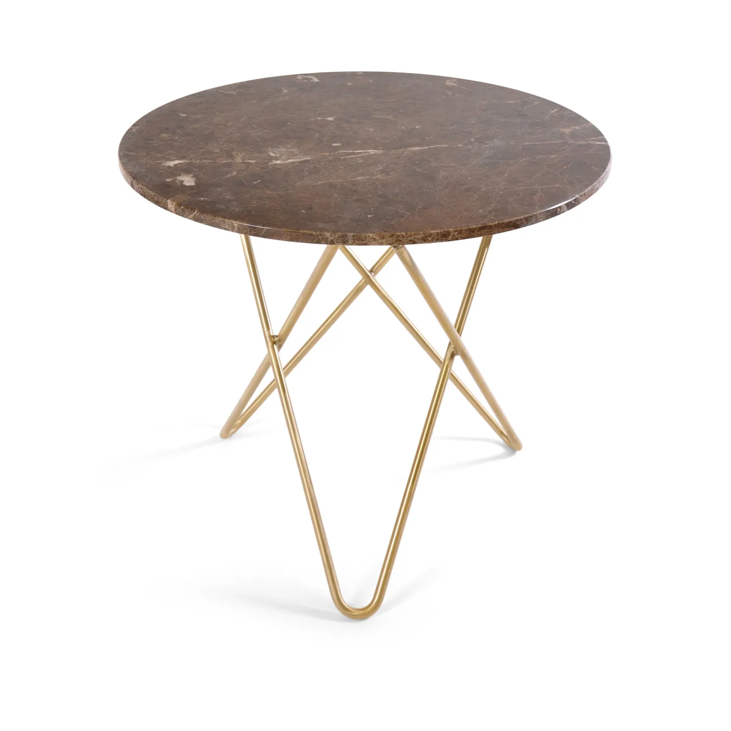 OX Denmarq - O Dining Table Ø80, Brass Frame, Top: Brown Marble - Matbord - Dennis Marquart - Brun - Metall/Sten