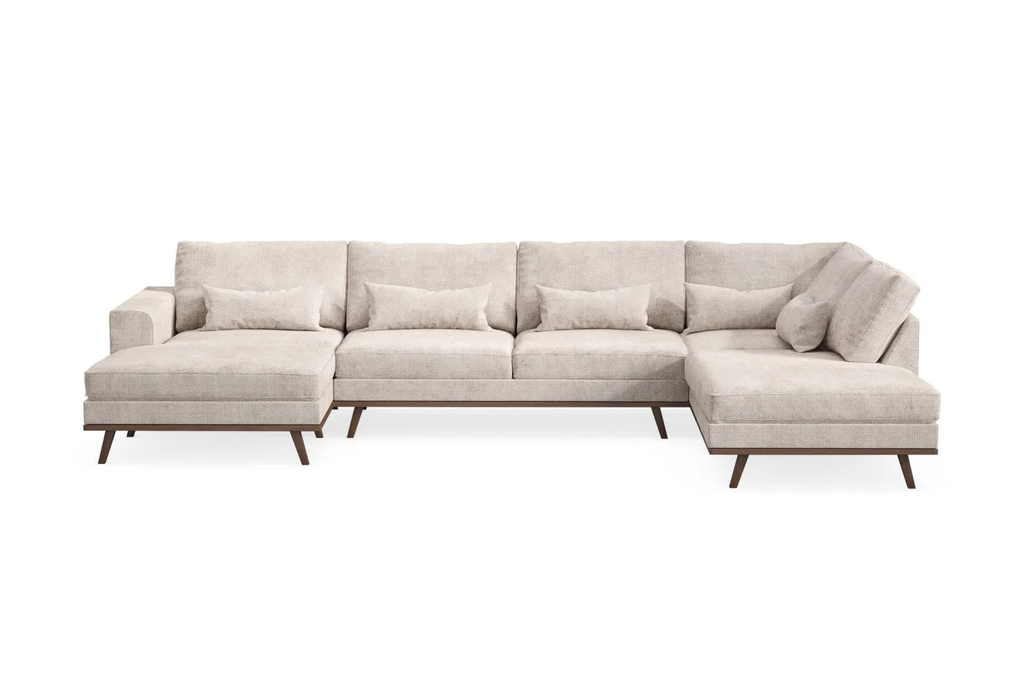 Copenhagen 5-sits Högervänd U-formad Large Soffa med Divan och Schäslong i Chenille - Grå / Beige