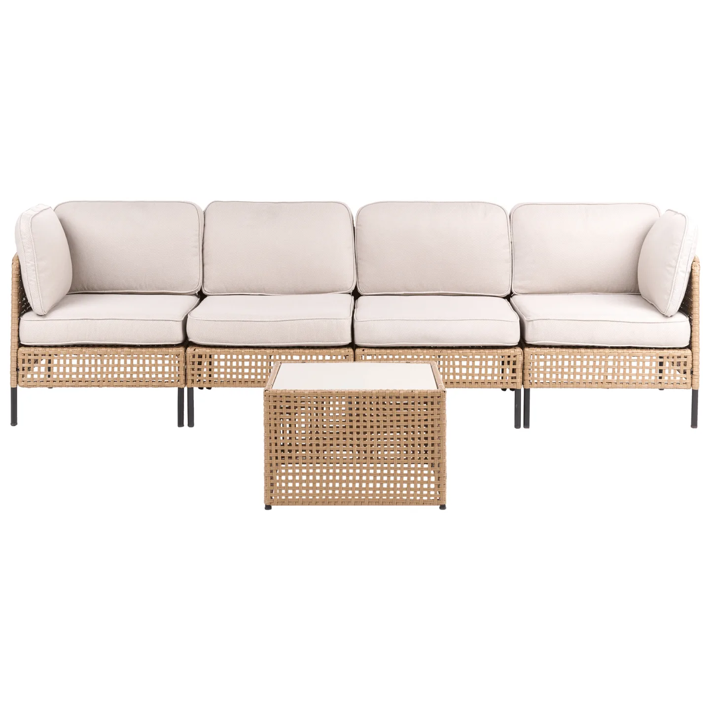 Soffa utomhus med Bord 4-Sits Omegana Modulär Konstrotting - Beige/Svart