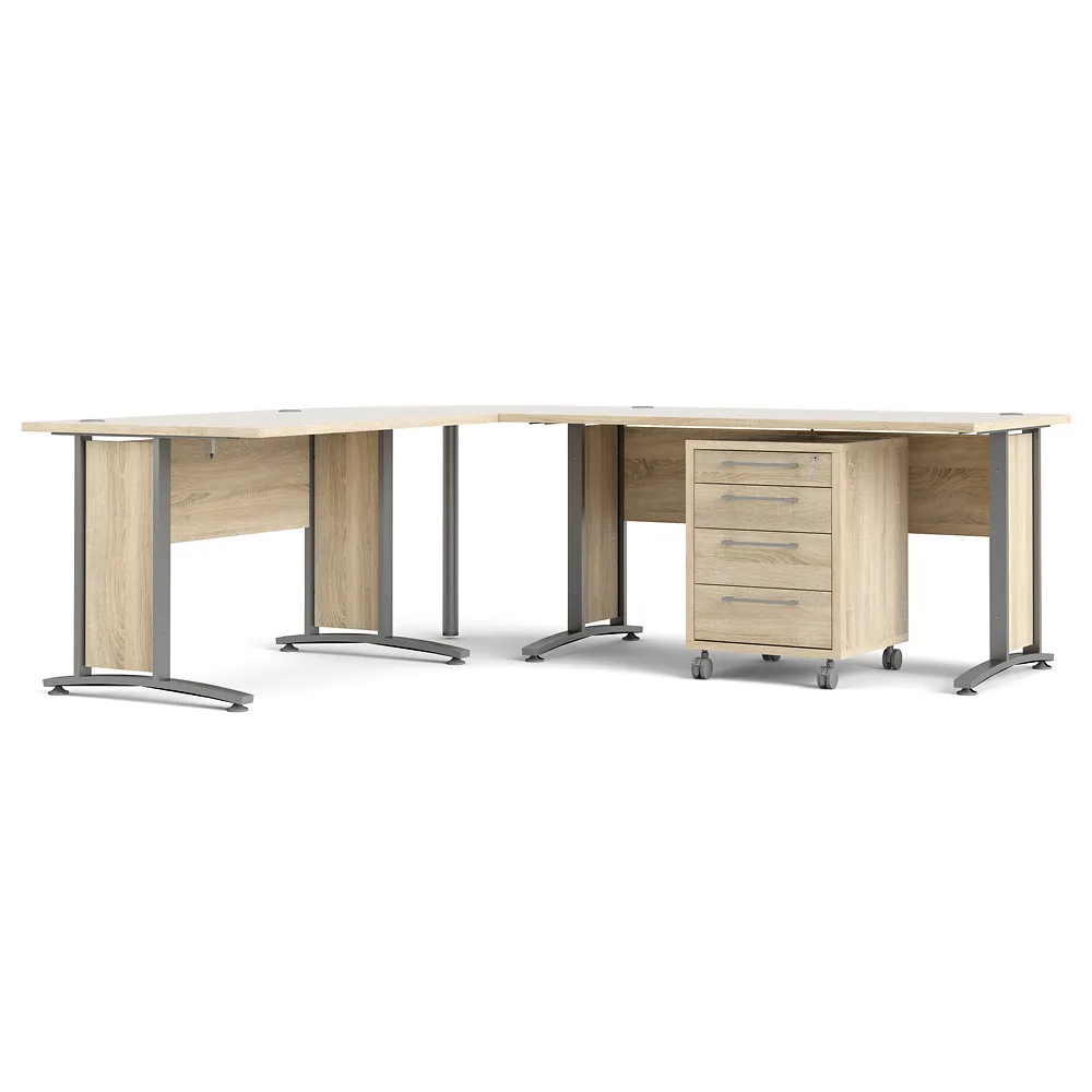 Prisme Eckschreibtisch 305 mit Rollcontainer Eiche Dekor