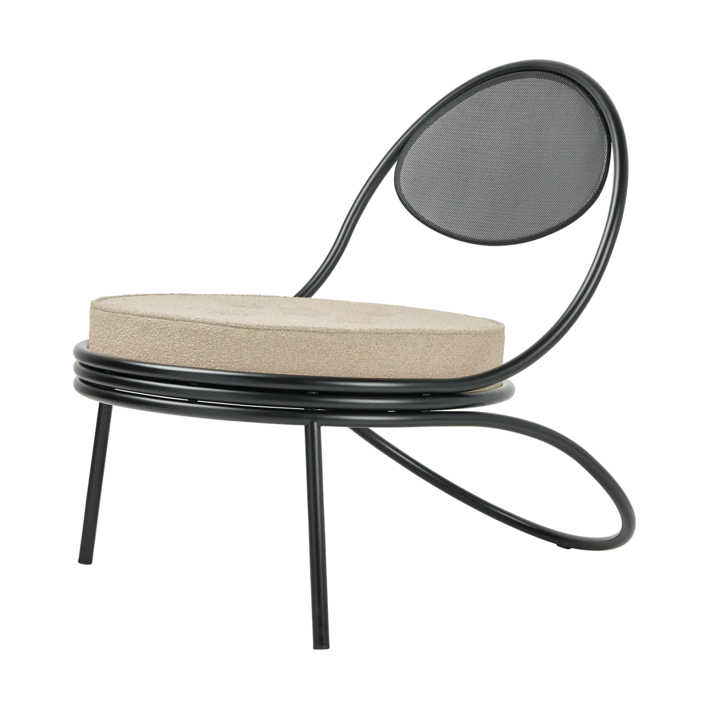 GUBI Copacabana Outdoor Lounge Chair gepolsterter Sitz Lorkey Limonta 41-schwarze Beine