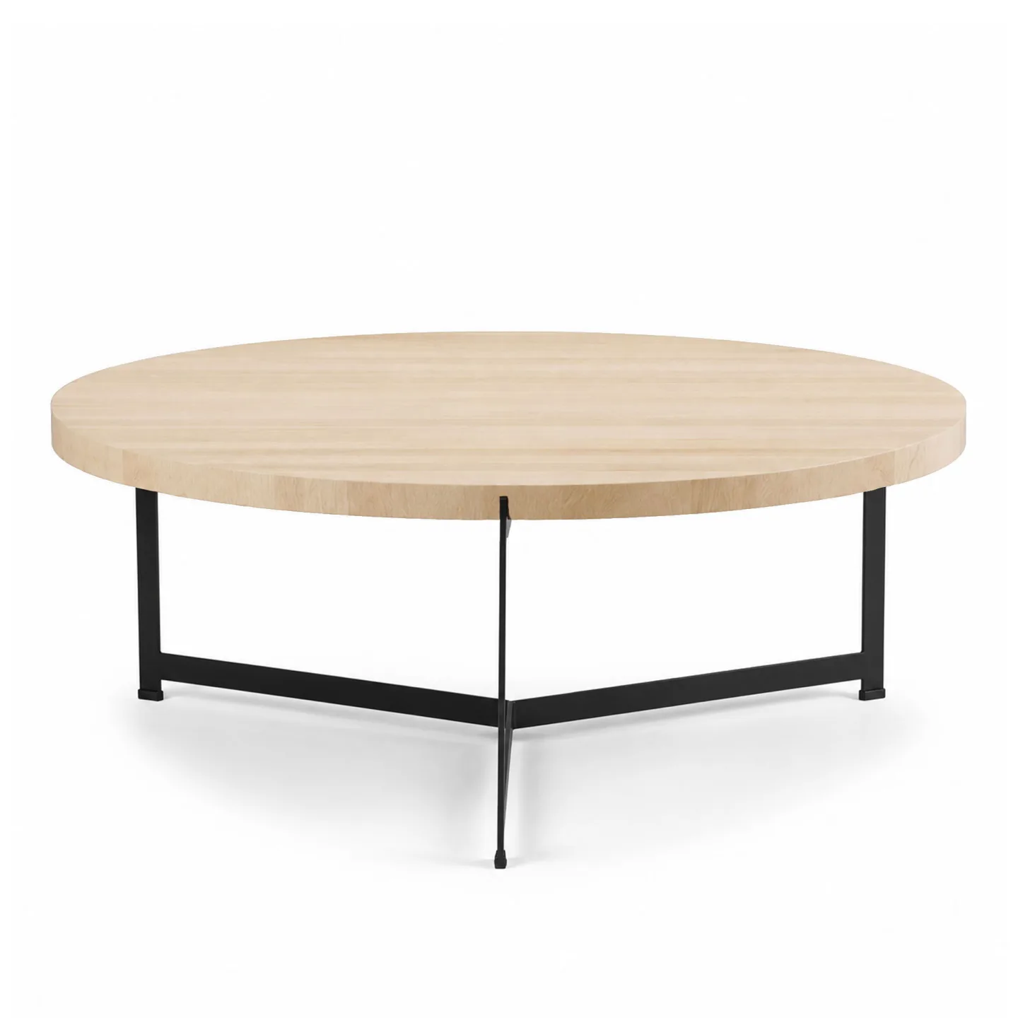 Dk3 - Plateau Coffee Table - Ø 80 cm - Höjd 45 cm, Skiva i Tvålad ek, Underrede i Svart pulverlackerat stål - Soffbord - Søren Rose Studio - Träfärgad - Metall/Trä