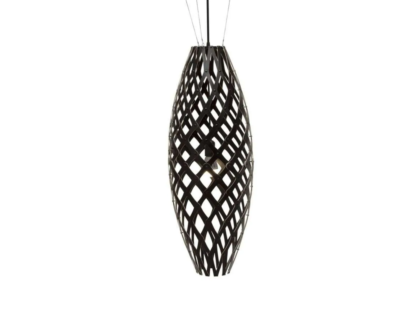 Hinaki Pendelleuchte H140 Schwarz 2 Seiten - David Trubridge - Wohnzimmer - Bambus