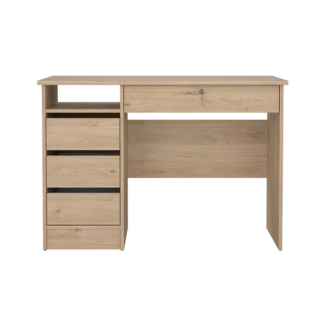 FunctionPlus Schreibtisch 1 Ablage, 4 Schubladen Eichen-Dekor.