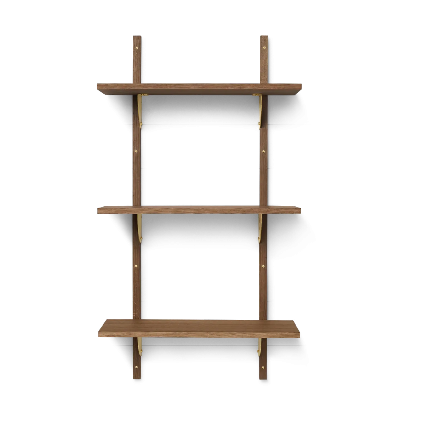 Ferm Living Sector Wandregal triple narrow Smoked Oak, brass