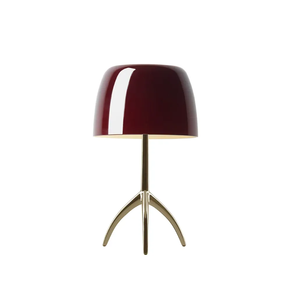Foscarini Lumiere Piccola Dimbar bordslampa Körsbärsröd skärm-champagnefärgad fot